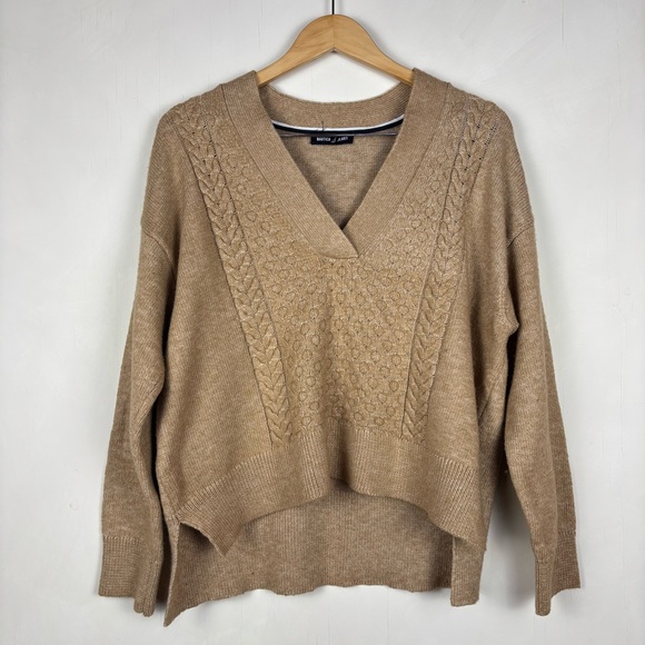 Nautica Sweaters - Nautica Jeans Women’s Camel Tan V Neck Cable Knit Sweater Soft Preppy Minimalist